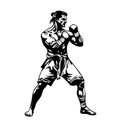 Fototapeta premium Karate Fighter in Combat Stance logo design – Stealth Warrior Illustration