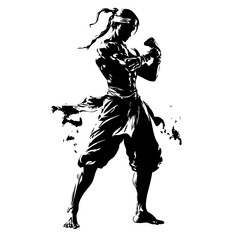 Fototapeta premium Epic Boxer Warrior in Fight Mode Logo Martial Arts Illustration