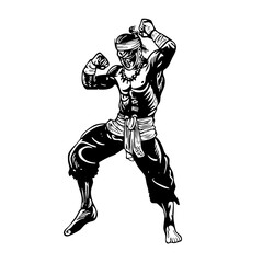 Silhouette of a Warrior in Action logo illustration – Martial Arts Fighter Ready for Battle