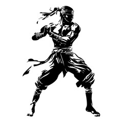 Karate Fighter in Combat Stance logo design – Stealth Warrior Illustration