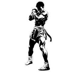 Fototapeta premium Epic Boxer Warrior in Fight Mode Logo Martial Arts Illustration