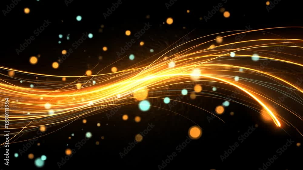 Poster abstract waves of light illustrating data communication technology generative ai