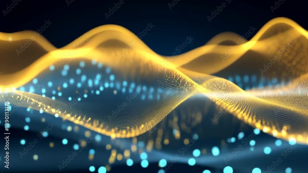 Poster abstract representation of technology and communication data waves generative ai