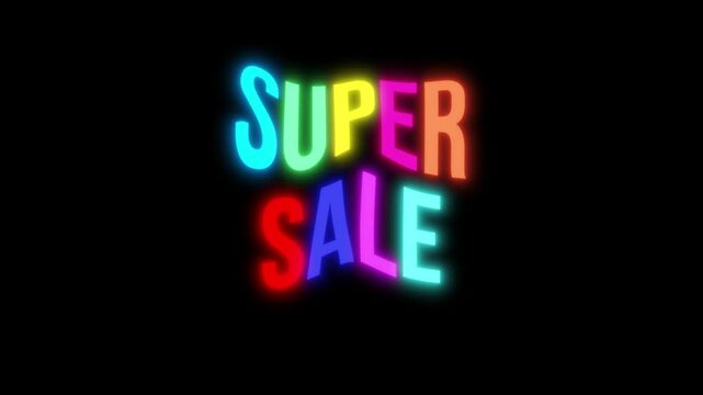 Super Sale.Text colour glow animation in 4K format
