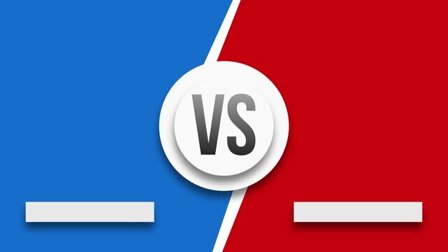 The competition background is in red and blue on both sides. Graphic animation for sports, games, comparisons, or competitions. 4K
