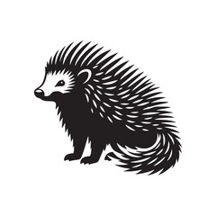 Tenrec Silhouette - Tenrec Vector - Minimalist Tenrec Illustration.