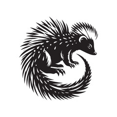 Tenrec Silhouette - Tenrec Vector - Minimalist Tenrec Illustration.