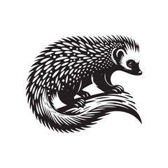 Tenrec Silhouette - Tenrec Vector - Minimalist Tenrec Illustration.