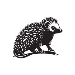 Tenrec Silhouette - Tenrec Vector - Minimalist Tenrec Illustration.