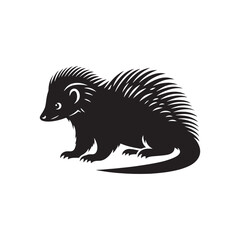 Tenrec Silhouette - Tenrec Vector - Minimalist Tenrec Illustration.