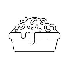 Macaroni and Cheese Icon Outline Style, baked cheesy pasta, great for menu icons and food advertisements.
