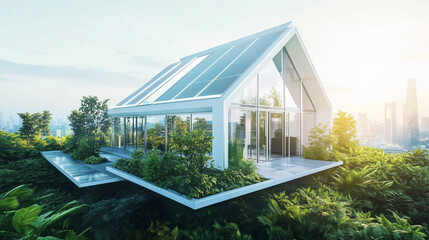 Fototapeta premium Futuristic Eco-House with Solar Panels