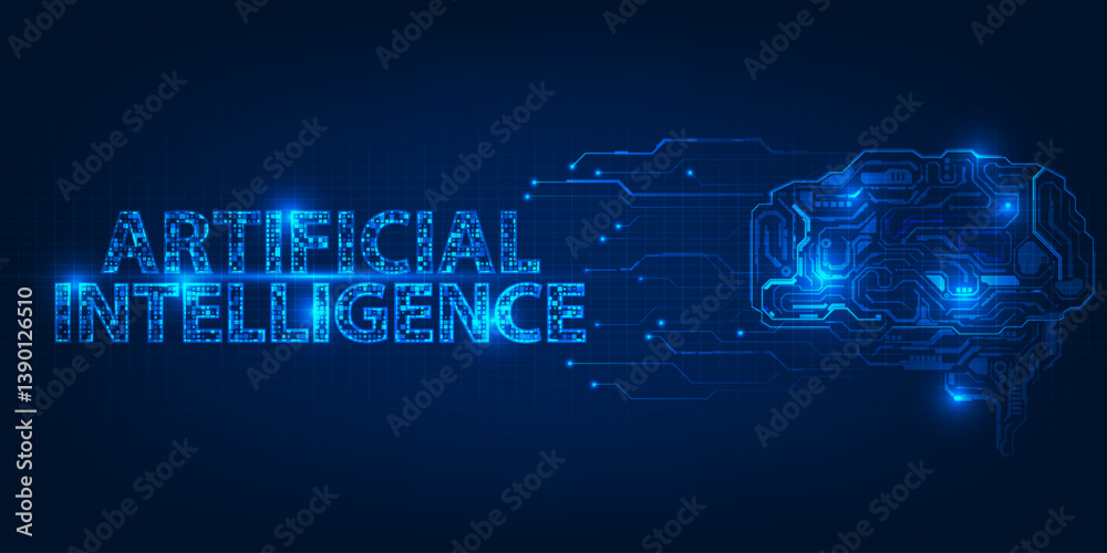 Poster artificial intelligence futuristic technology background.vector illustrations.