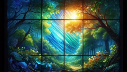 Fototapeta premium Tinted Glass Colored panes eg blue green absorbing solar heat