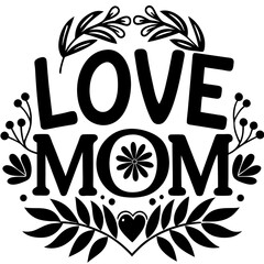 Happy mothers day calligraphy, floral text on white background