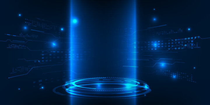 Vector illustrations of hi tech visualization hologram stage layout and background for product showcase and tech element.Futuristic design concepts.