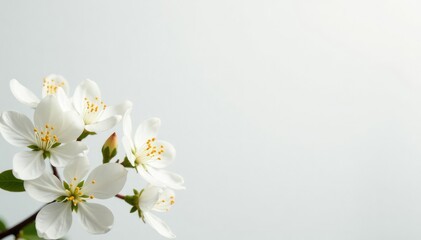 Fototapeta premium Delicate white blossoms against pure white backdrop , blossom, fresh, flower power
