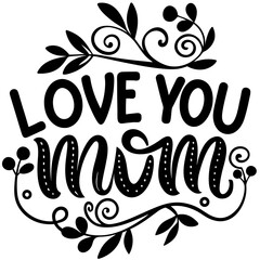 Fototapeta premium Happy mothers day calligraphy, floral text on white background