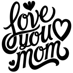 Happy mothers day calligraphy, floral text on white background