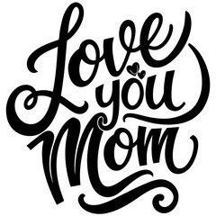 Happy mothers day calligraphy, floral text on white background