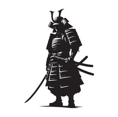 Obraz premium Samurai Silhouette vector isolated on white background stock illustration.
