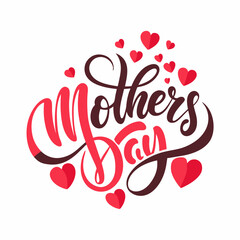 Happy mothers day calligraphy, floral text on white background