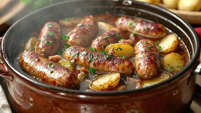 traditional irish coddle in a ceramic pot video