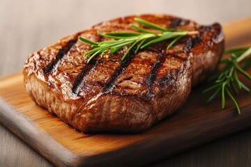 Delicious grilled steak, perfectly cooked