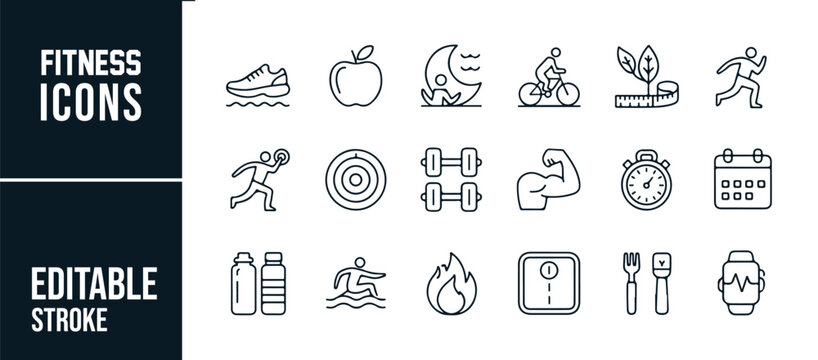 Editable Icons for Fitness and Exercise Activities