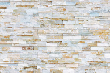 Natural Stone texture background. Gray color tone. Square rectangle shape in horizontal row stripe. Material for architectural decoration, wall cladding panel for facade, hotel, pool villa, resort.