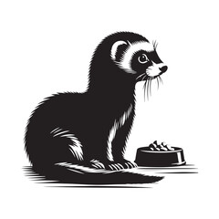 Obraz premium Ferret Vector - Minimalist Ferret Silhouette - Illustration of Ferret.