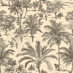 Tropical Palm Trees and Foliage Pattern for Elegant Backgrounds