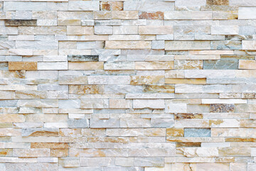 Natural Stone texture background. Gray color tone. Square rectangle shape in horizontal row stripe. Material for architectural decoration, wall cladding panel for facade, hotel, pool villa, resort.