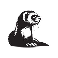 Ferret Vector - Minimalist Ferret Silhouette - Illustration of Ferret.