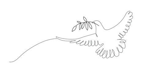 White dove in one continuous line drawing, Concept for national labor movement icon.