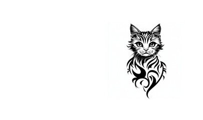 Obraz premium cat silhouette, applique, black and white vector illustration, logo, cut out or die cut t-shirt design, poster, baby products, packaging design
