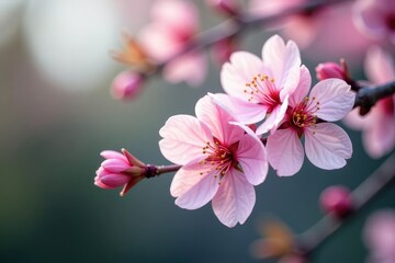 Obraz premium Delicate pink sakura blossoms, intricate branch pattern , floral background, flower