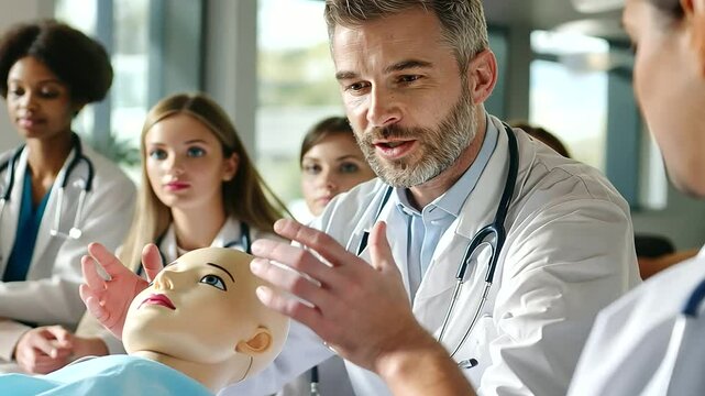 Medical School CPR Demo with Professor and Students
