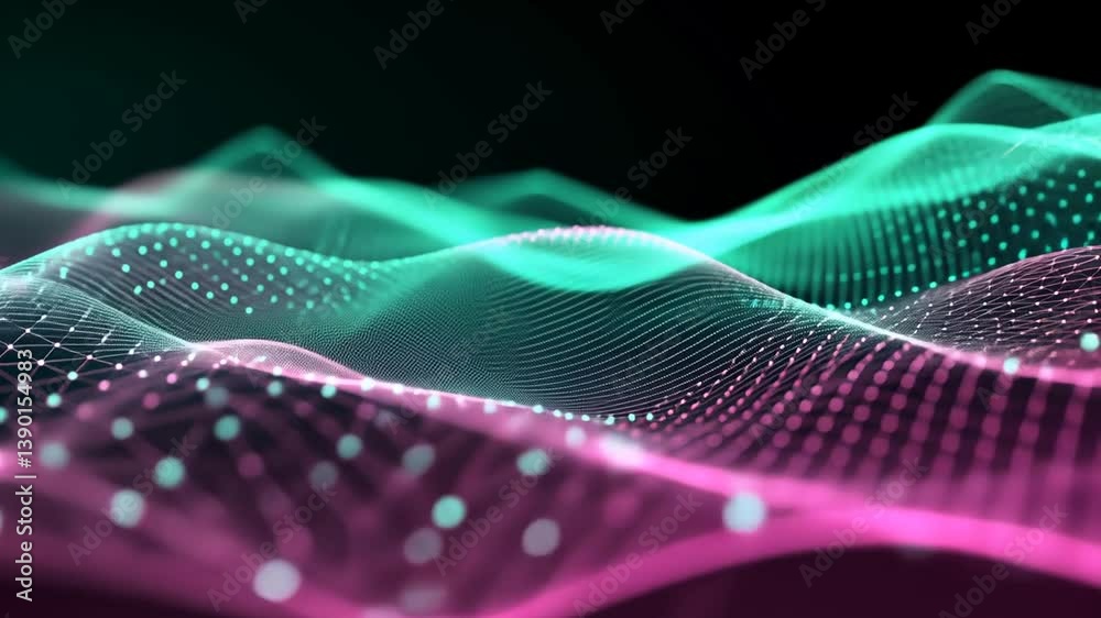 Poster Abstract Technology Background Showcasing Dynamic Wave Patterns Generative AI