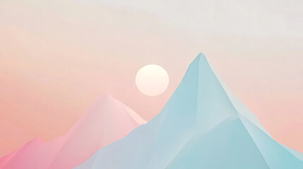 Pastel mountains and sun.