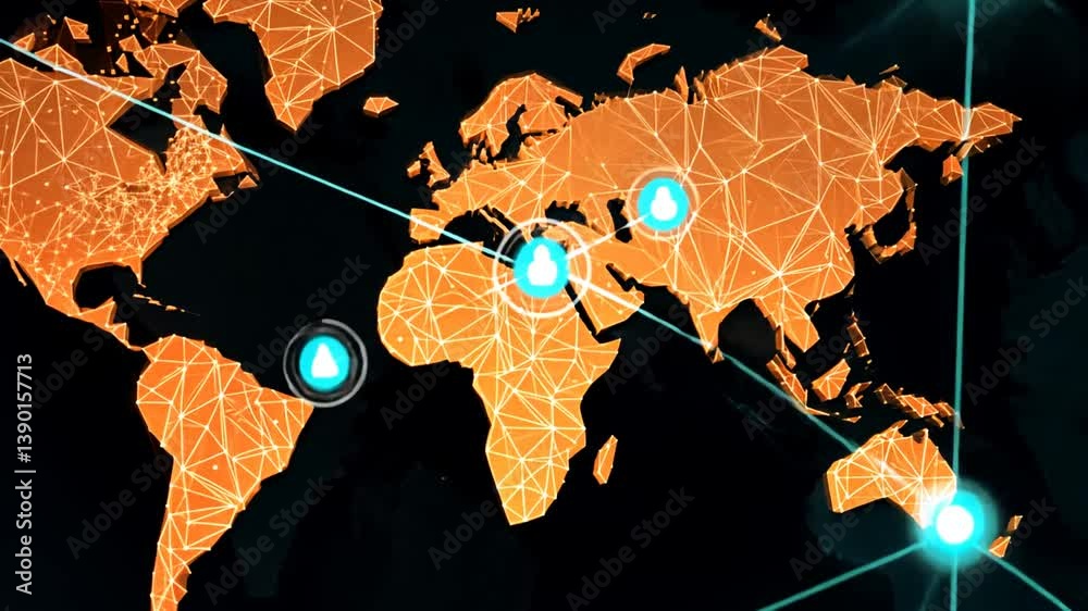 Poster abstract telecommunication network map visualizing connections in usa generative ai