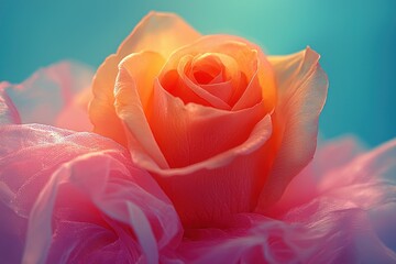 Close-up of a peachy rose, soft pastels