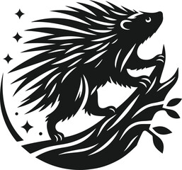 Porcupine silhouette vector animal