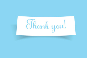 Thank You Message Banner – Minimalist White Paper Cutout on Blue Background | Gratitude Card Design for Business, Presentation, or Event