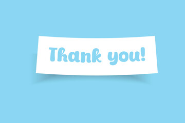 Thank You Message Banner – Minimalist White Paper Cutout on Blue Background | Gratitude Card Design for Business, Presentation, or Event