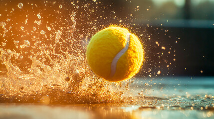 Powerful Tennis Shot - High-Speed Ball Impact in Action