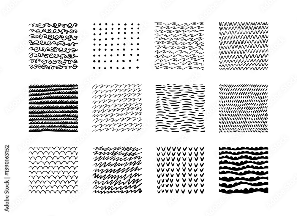 Fototapete hand drawn pattern. line scribble texture, brush geometric shape or abstract stroke sketch. scandina