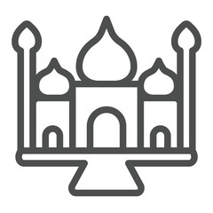 Palace line icon, arabian desert concept. Vector graphics. Grand mosque, castle sign on white background, outline style icon for mobile or web design.