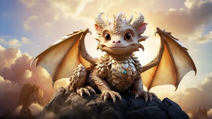 Adorable Baby Dragon Playing with a Ball – Chinese New Year Themed Wallpaper