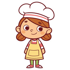 Cartoon Girl in Chef Hat and Apron on Transparent Background Cheerful Character